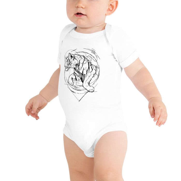 Unisex Tiger Silver Star Onesie - Baby