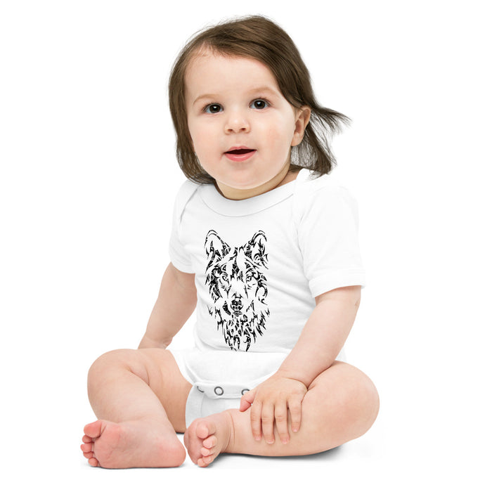 Unisex Wolf Silver Star Onesie - Baby