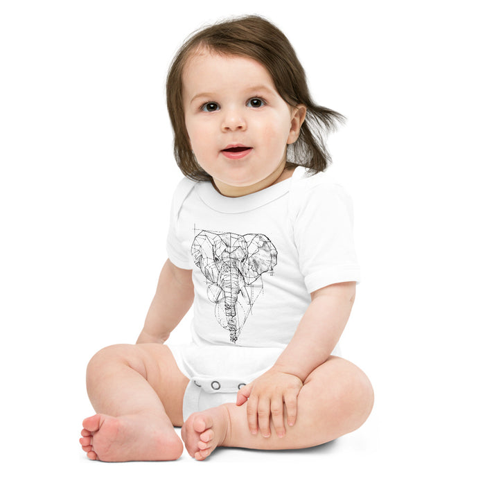 Unisex Elephant Silver Star Onesie - Baby