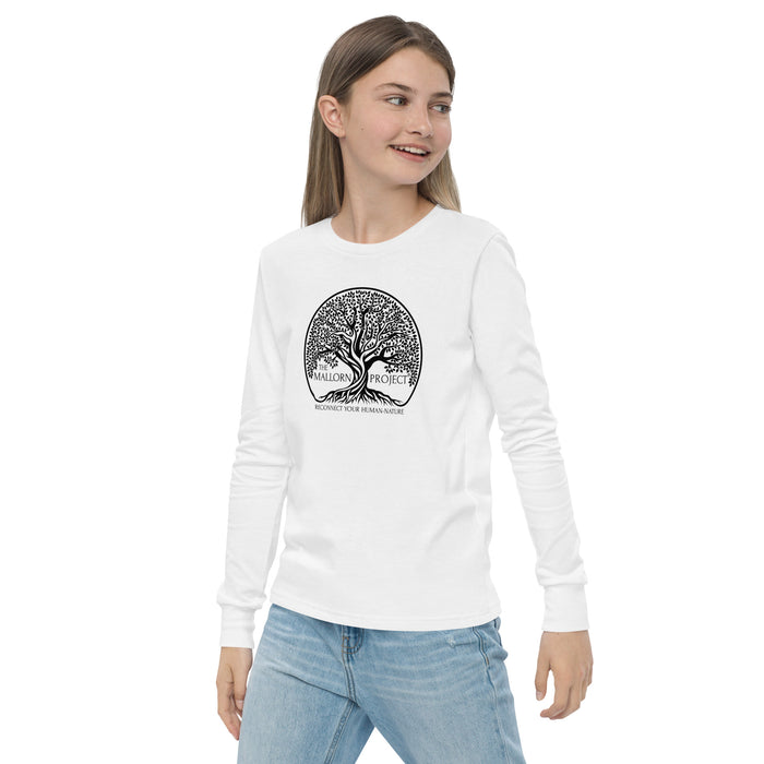 The Mallorn Project® Black/White Logo Unisex Silver Star Long-Sleeve - Youth